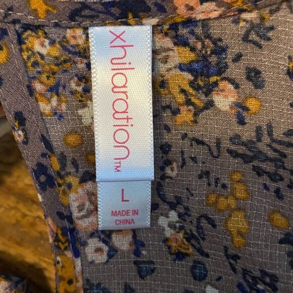 xhilaration boho Floral Off the Shoulder Short Sleeve Top Size L - Picture 3 of 5